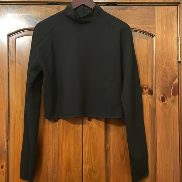 NWT Helmut Lang Merino  Wool Blend Cropped Sweater (BLACK), Large - Picture 5 of 6